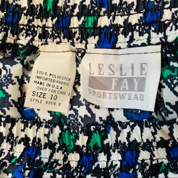 Vintage Silky Blue + Green Pleated Twirl Skirt ❤️ - Picture 7 of 7